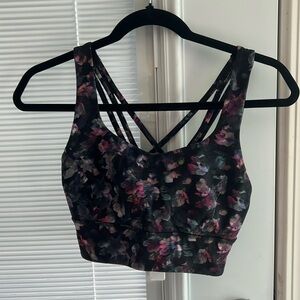 Black floral Lulu lemon sports bra